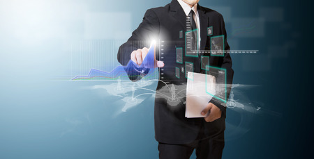 businessman analysis graph on screen high technologyの写真素材
