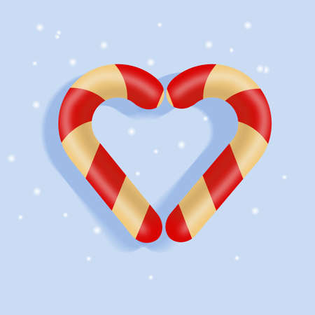 red Christmas candy in the shape of a heartのイラスト素材