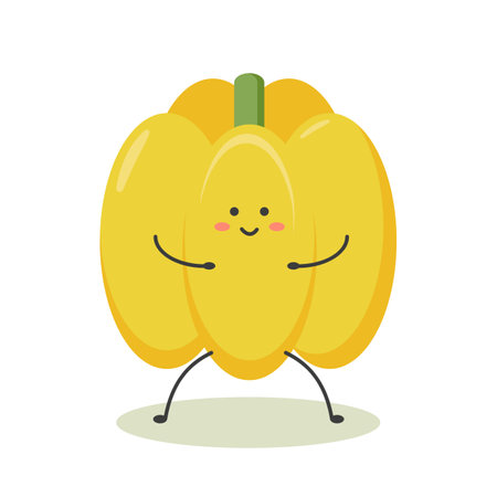 healthy vegetables for health cute kawaii yellow juicy pepperのイラスト素材