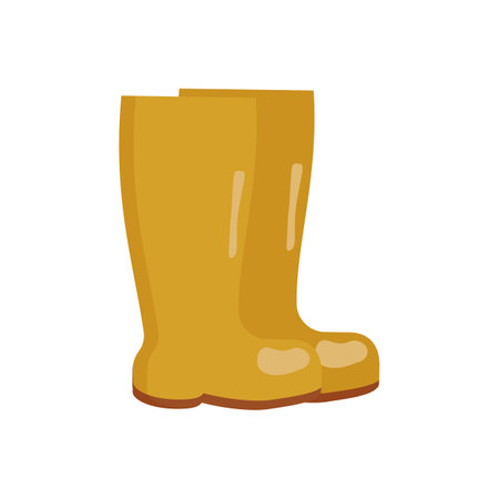 a pair of stylish yellow rubber boots autumn cozy clothesのイラスト素材