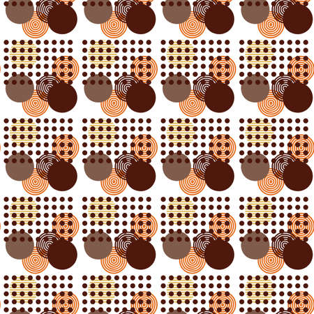 abstract pattern of geometric shapes autumn colors circles dots randomly arrangedのイラスト素材