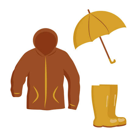 autumn warm comfortable fashionable wardrobe itemsのイラスト素材