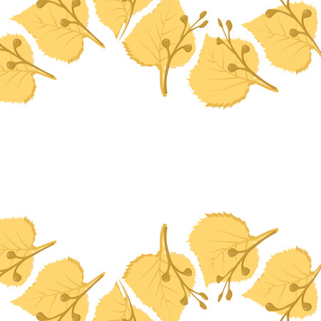 square frame made of birch leaves and twigs can be used for posters banners backgroundsのイラスト素材