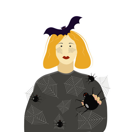 costume with black spiders on a white backgroundのイラスト素材