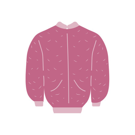 Spring fashion clothes for women. Basic wardrobe. Different apparel collection. Fur pink jacket. Flat graphic vector illustration isolated on white background.のイラスト素材