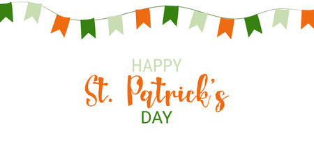Composition for St. Patricks Day poster template. Hat with shamrock on a white background. The concept of the holiday. Vector illustration on a white background.のイラスト素材