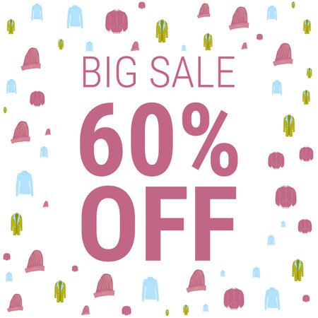 Discount coupon template with spring clothes sale. Design of a colorful banner, poster on a white...