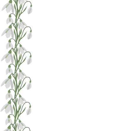 A frame of snowdrops for your design. First spring flowers. Vector illustration.のイラスト素材
