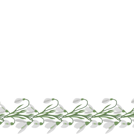 A frame of snowdrops for your design. First spring flowers. Vector illustration.のイラスト素材