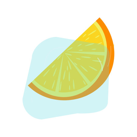 Orange frozen in a blue ice cube. The concept of summer design for a poster, banner, postcard. Vector illustration.のイラスト素材