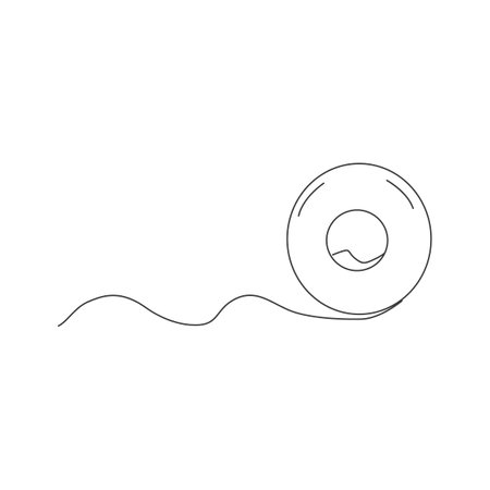 Dentistry. Oral hygiene. Care and treatment. Dental floss. Doodle style. Vector illustration.のイラスト素材