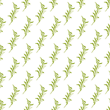 Summer abstract seamless pattern of marine plants. Marine theme. Algae. Print design, wallpaper, packaging. Vector flat illustration.のイラスト素材