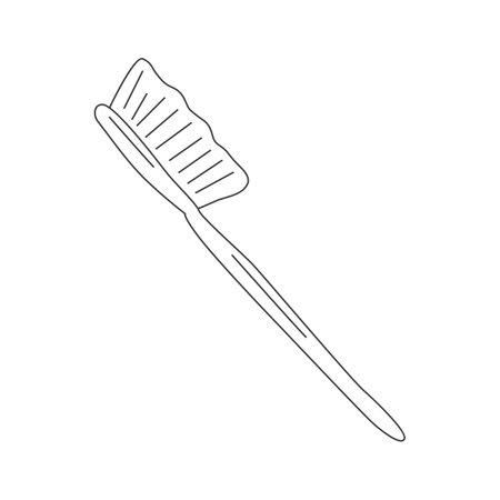 Dentistry. Oral hygiene. Care and treatment. Tooth brush. Doodle style. Vector illustration.のイラスト素材