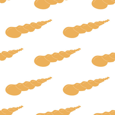 Summer abstract seamless pattern of marine plants. Shell. Marine theme. Print design, wallpaper, packaging. Vector flat illustration.のイラスト素材