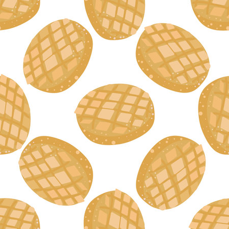 Seamless pattern of Asian food. Maronpan bun. Wallpaper, background, flyer, fabric design. Vector illustration.のイラスト素材