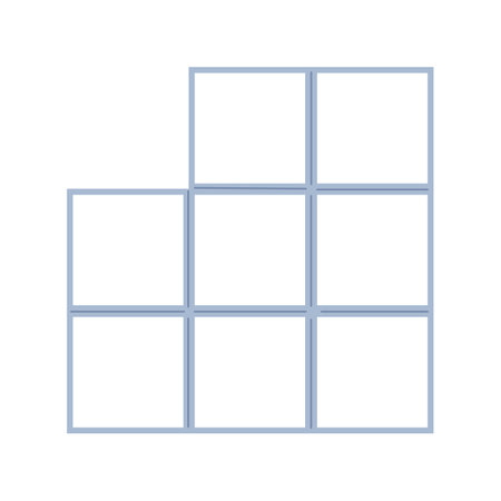 Storage furniture set in the living room. Blue shelving made of square cells. Interior design concept. Vector flat illustration...のイラスト素材