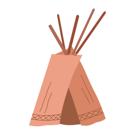 Hand drawn elements. Lodgings wigwam wild tribe. Poster design, flyer. Vector illustration.
