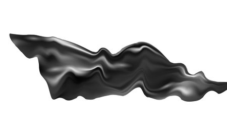 3d design with silk texture cloth background. Black Flying Fabric. Luxurious satin fabric. Product advertising design. Vector realistic illustration.のイラスト素材