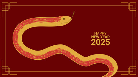 Year of Snake. Happy Chinese New Years Eve 2025. Lunar calendar. Banner template postcard poster web design. Vector illustrationのイラスト素材