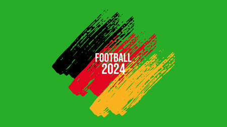 Euro Football Championship event 2024 in Germany. German flag strokes. Layout banner background poster web design. Vector illustration.のイラスト素材