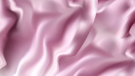 3d design with silk texture cloth background. Lilac silk drapery. Luxurious satin fabric. Product advertising design. Vector realistic illustration.のイラスト素材