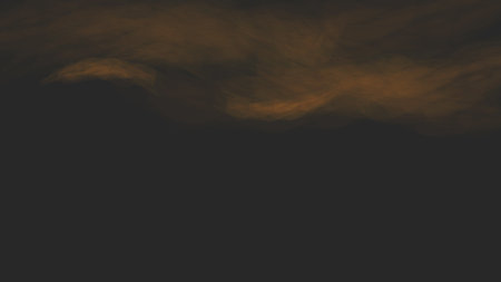 Smoke Vapor cloud overlay effect Realistic vector. Yellow smoke from fire on dark background. Smoke from fire or cloud. Natural atmospheric phenomenon.のイラスト素材