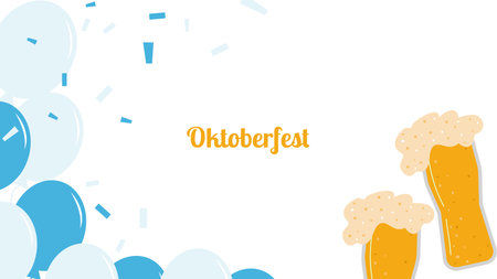 Oktoberfest annual beer festival in Germany banner. Popular cultural event in world. Second half of September beginning of October. Poster invitation template. Vector illustration.のイラスト素材