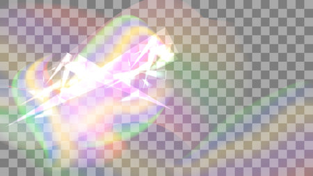 Transparent light color rainbow prism effect flare. Optical rainbow lights background. Sparkling realistic highlights. Vector illustration.のイラスト素材