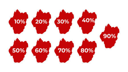 Discount and sale stickers painted brush strokes with percent. For advertising web banner social network email. Bright and attractive design. Vector illustration.のイラスト素材