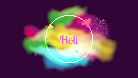 Holi festival happy India carnival of colors. Colored clouds Banner Design Flyer postcards. Vector illustration...のイラスト素材