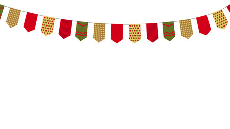 Bright colorful flag garland perfect for festive parties, celebrations, and advertising web design, event decor, and marketing campaigns to create joyful atmosphere. Vector illustration.のイラスト素材