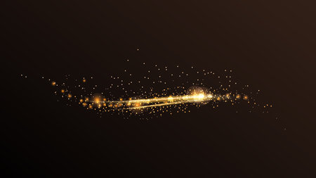 Gold Dust Magic Glitter Shine Flare Light. Perfect for advertising, web design, and marketing projects. Vector illustration.のイラスト素材