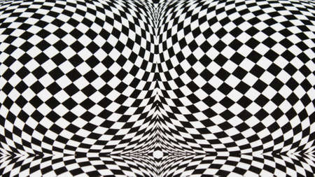 Checkered curved black and white background. Minimal square geometric concept