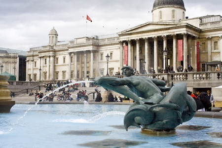 The dolphin fountain near the National Gallery in London, UK.のeditorial素材