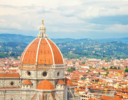 The Dome of Santa Maria dei Fiori cathedral in Florence, Italyの写真素材
