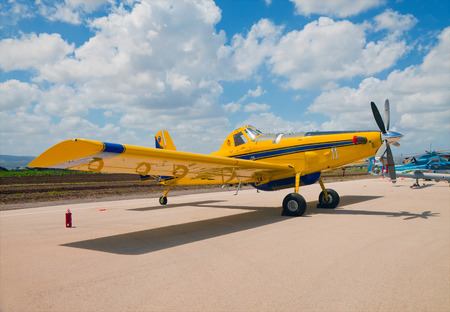 RAMAT DAVID, ISRAEL - APRIL 23:  Firefighter aircraft on the air field at airforce exhibition in Ramat David for Israeli Independence Day on April 23, 2015のeditorial素材