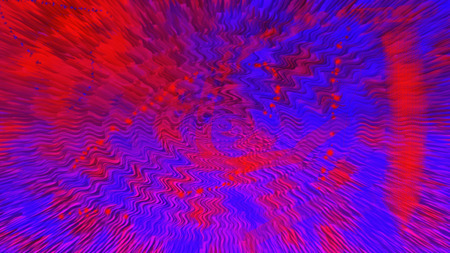 Abstract chaotic background in red and blue color with purple ripplesの写真素材