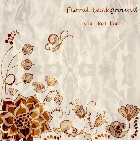Old paper,romantic floral ornament  backgroundのイラスト素材