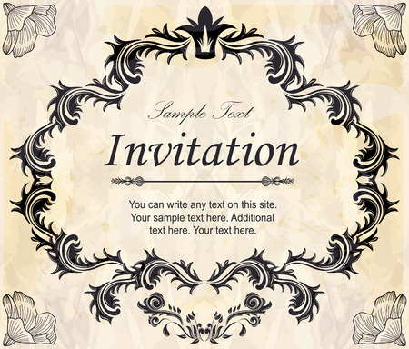 Elegant vintage frame with floral patternのイラスト素材