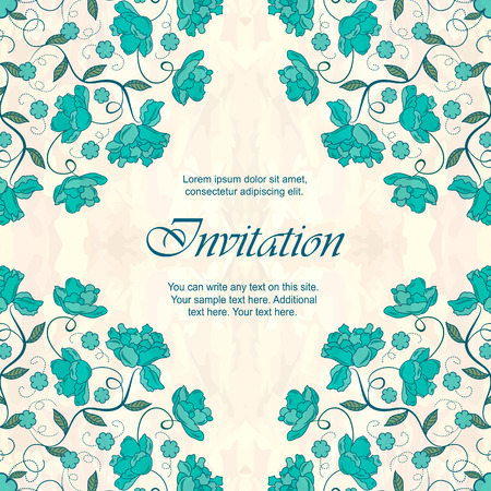 Invitation card with floral lace patternのイラスト素材
