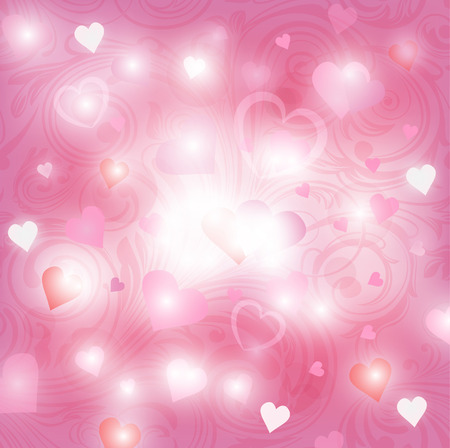 Valentine's day shiny background with heartsのイラスト素材