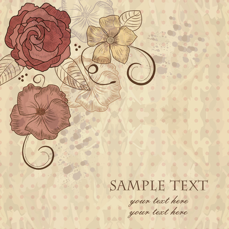 Invitation vintage card with floral patternのイラスト素材