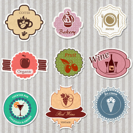 Set of vintage food labelsのイラスト素材