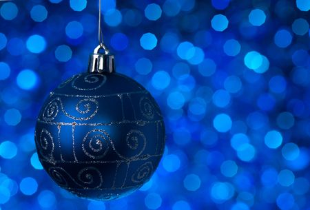 christmas decorations in blue tones - blurred backgroundの写真素材