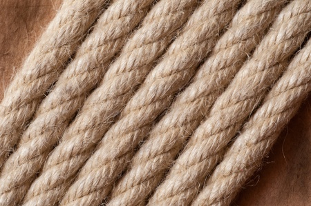 Aged Rope on the old paper backgroundの写真素材