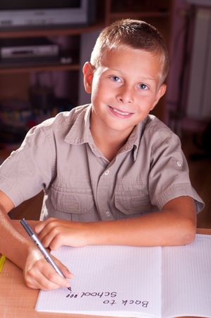 Back to school. Portrait of young boyの写真素材