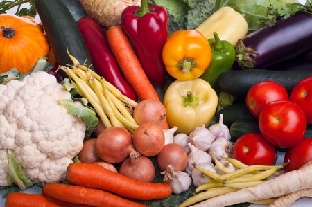 Different fresh raw vegetables on the tableの写真素材