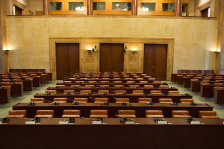 empty conference hall at the start of the conference meeting