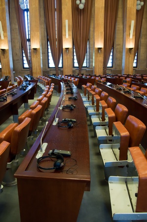 empty conference hall at the start of the conference meetingのeditorial素材