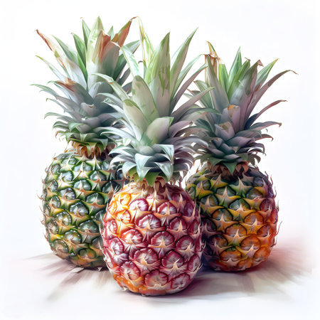 Watercolor illustration of pineapple fruit, isolated on white background. Generative AIの素材